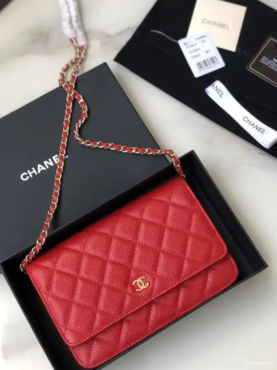 Firstbag Ru GOLD CHAIN WALLET CHANEL HARDWARE WITH CAVIAR 0609